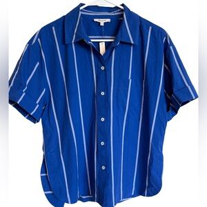 Madewell Royal Blue Striped Button Down Shirt NWT Size M